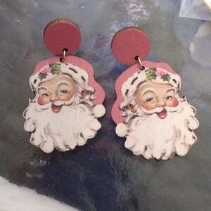 Real wood Santa Post earrings